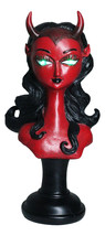 Horned Lilith Hell Demon Devil Queen Bust Figurine With Green LED Light Up Eyes - £25.30 GBP