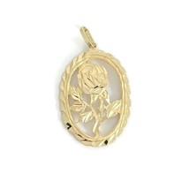 Vintage 1940&#39;s Oval Flower Necklace Pendant Charm 14K Yellow Gold, 1.23 ... - £153.33 GBP