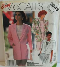 McCalls Sewing Pattern 2345 Misses Blazer Jacket Size 6-10 80s Dynasty F... - $6.22