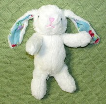 Walmart White Easter Bunny Rabbit Blue Floral Ears Pink Nose 8&quot; Plush Stuffed - £8.49 GBP