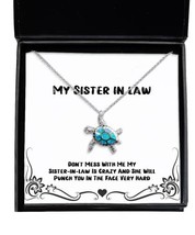 Don&#39;t Mess with Me My Sister-in-Law is Crazy and She Will Opal Turtle Necklace,  - £39.12 GBP