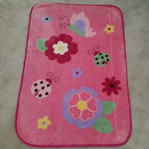 Parent&#39;s Choice Pink Baby Blanket Lovey Flowers Butterfly Ladybug 30&quot; x 45&quot; - £26.86 GBP