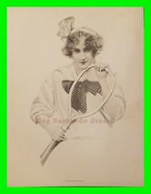 1912 Antique Etching Pin Up Girl Naval Uniform Artist Signed Schlesinger Bros #1 - £15.81 GBP