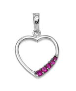 Radiant Ruby Heart Pendant set in Solid Sterling Silver w/chain - $79.30