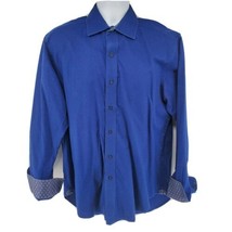 Robert Graham Men&#39;s Shirt Size M Flip Cuff Blue Long Sleeve - £23.19 GBP