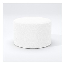 Omax Decor MADDOX 24&quot; Round Ottoman Pouf Footstool in White Boucle Fabric - £210.02 GBP