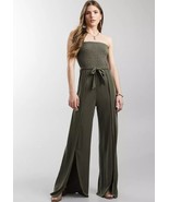 Daytrip One Piece Jumpsuit Sz M Olive Green Stretch Smocked Strapless Sp... - $55.55 CAD