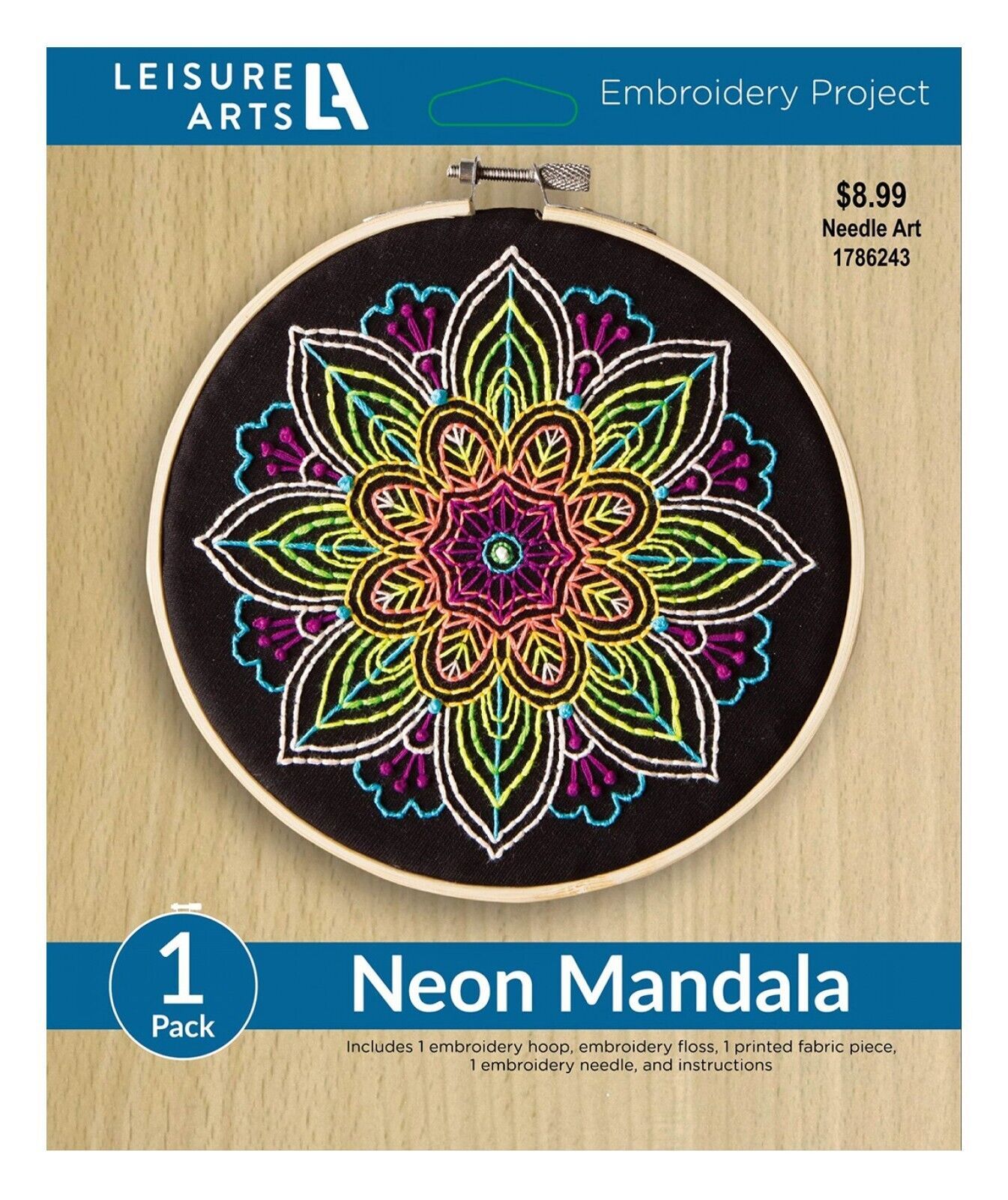 Primary image for Leisure Arts Neon Mandala 6 Inch Embroidery Kit 49808