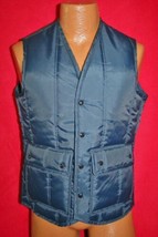 Vintage 80s RIVERSIDE Blue Puffer Nylon Button Down VEST JACKET Small SK... - £19.37 GBP