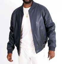 Elegante chaqueta de bombardero de cuero de cordero suave 100 % real par... - $2,615.66 MXN+