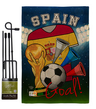 World Cup Spain Soccer Burlap - Impressions Decorative Metal Garden Pole Flag Se - $33.97