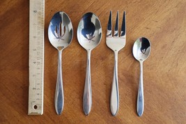 Lot Set of 4x Oneida LUANN Stainless Serving Spoon Solid Pierced Fork China - $299.85 MXN