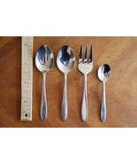 Lot Set of 4x Oneida LUANN Stainless Serving Spoon Solid Pierced Fork China - €13,63 EUR