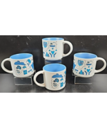 4 Subaru Ambassador Mugs Set Blue White Dog Road Souvenir Travel Coffee ... - £62.96 GBP