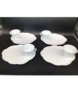Indiana Glass Harvest Grape Milk Glass Snack Plate &amp; Cup Set of 4 Lunche... - $19.75