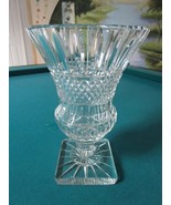 BOHEMIAN CRISTALLO PEDESTAL CRYSTAL CUT VASE DIAMOND CUT RIBBED 9 1/2&quot; - $170.59 CAD