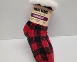 New Muk Luks Cabin Slipper Socks Black &amp; Red S/M (5-7) 2 Pack Non Skid A... - £12.62 GBP