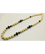 Antique Silver Tone White Beaded Necklace - Vintage 30&quot; - $11.88