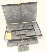 Vintage dominoes in case see photos black great item - £14.70 GBP