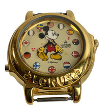 Lorus Disney Mickey Mouse Gold Tone Quartz Watch For Parts repair-Runs n... - £15.65 GBP