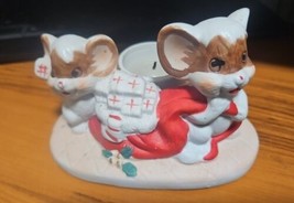 Ceramic Night Before Christmas Candle Holder 1987 VTG Sleeping Mouse - £5.53 GBP