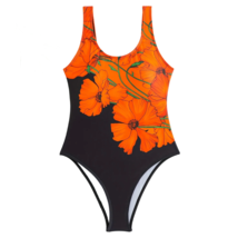 Floral One-Piece Swimsuit Size Small (4) Swimwear Orange Flowers New - $18.00