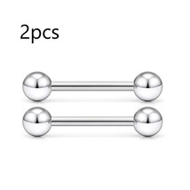 2pcs Tongue Rings Barbell Nipple Rings Tongue Rings Stainless Steel Straight Bar - £10.85 GBP
