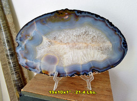 BIGGEST Brazilian Geode Slab w/ Natural Multi Color Agate * 19x10x1&quot; - £316.06 GBP