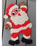 Vintage Handmade Santa Claus Melted Plastic Popcorn Wall Decoration - $487.98 MXN