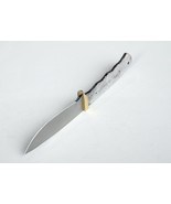 9.75&quot; OA Knife Blank DIY Drop Point Stainless Steel + Brass Guard, Solid - $11.30