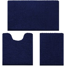 3 Pieces Bathroom Rugs, Ultra Soft Non Slip Absorbent Chenille Toilet Ba... - £43.09 GBP