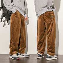 Corduroy Men&#39;s Pants Trendy Men&#39;s Wide-leg Pants Trousers - £30.31 GBP