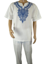 Mens 2pc Stacy Adams leisure suit Linen Cotton With Embroidery 3670 Whit... - $2,267.34 MXN