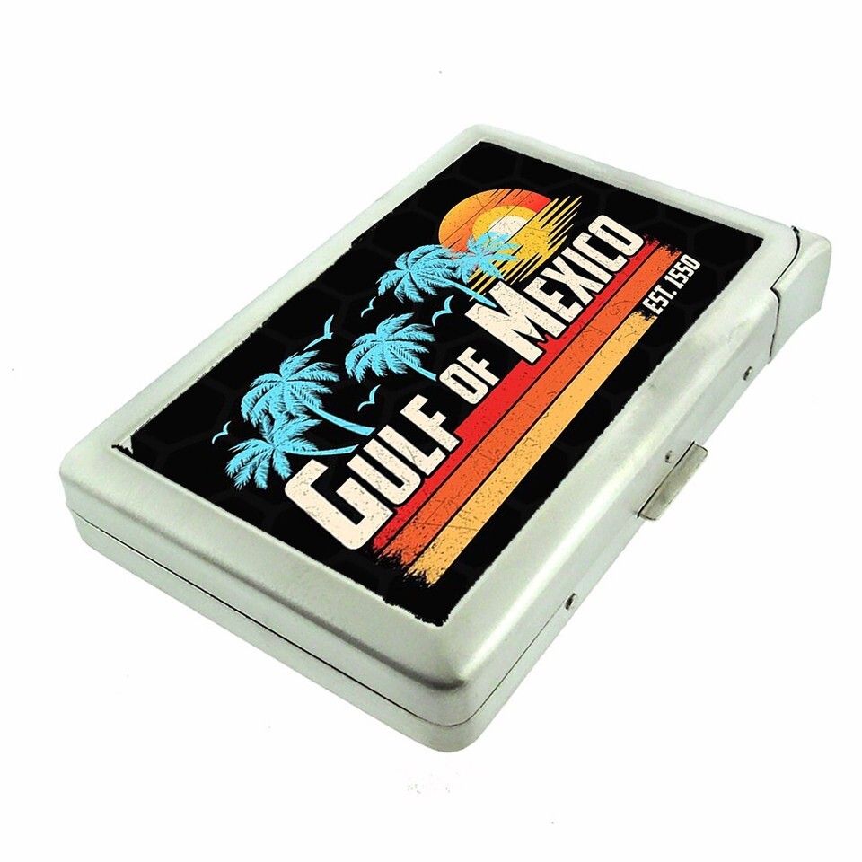 Gulf of Mexico Retro Beach Surf Cigarette Case w/lighter ID Holder Wallet - $20.74