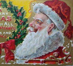 Christmas Postcard Santa Smoking Embossed St Nicholas Series 3 Altoona PA 1909 - $13.32