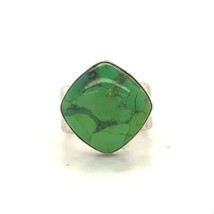 Vintage Sterling Sign 925 DTR Chunky Mojave Green Turquoise Stone Ring Band sz 6 - £47.71 GBP