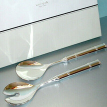 Kate Spade Lenox Pompano Point 2 PC. Salad Servers Silverplate Bamboo Mo... - £31.38 GBP