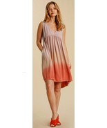 New UMGEE M L Ombre Rose V Deep Neck Tie Back Dress Pockets Frayed Hem B... - $34.68 CAD
