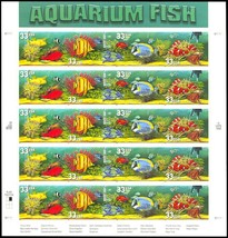 Aquarium Fish Collectible Sheet of 20 33 Cent Stamps Scott 3317-20 - $11.95