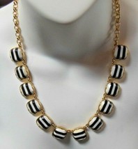 Vintage Signed TALBOTS Gold-tone Black &amp; White Cab Necklace 21.5&quot; - Adju... - $1,183.58 MXN