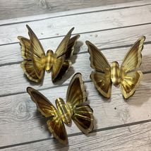 Vintage Brass Copper Tin Gold Double Wing Butterflies Wall Decor 70's Se... - $19.79