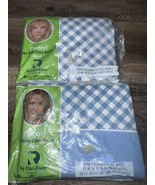 Dantrel ~ Vtg Double Flat Fitted Sheet New Blue White Plaid 50/50 ~ 1960&#39;s - $39.64