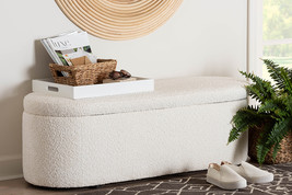 Babette Modern White Teddy-Bear Fabric Storage Bench - $2,968.15 MXN