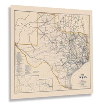 HISTORIX Vintage 1926 Texas Map Poster - Vintage Railroad Map of Texas P... - $37.99+