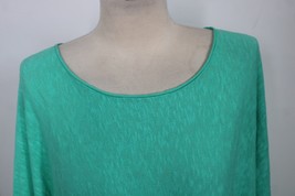 Pure J Jill L Sea Green Cotton Linen Boxy Drop Shoulder Knit Top Pockets - £20.87 GBP