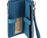 NWB Michael Kors LG Double-Zip Wristlet Teal Blue Leather 35F8STVW0L Dus... - $69.29