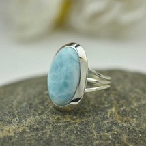 Splendida pietra preziosa Larimar in argento sterling 925 bellissimo anello d... - £31.17 GBP