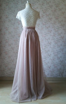 Taupe Maxi Tulle Skirt Bridesmaid Plus Size High Waisted Long Tulle Skirt image 6