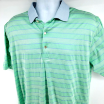 Peter Millar Polo Shirt Men&#39;s Size Large Striped Green Short Sleeve Golf... - £18.13 GBP