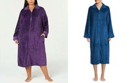 Miss Elaine Textured Fleece Long Zip Robe - $37.84